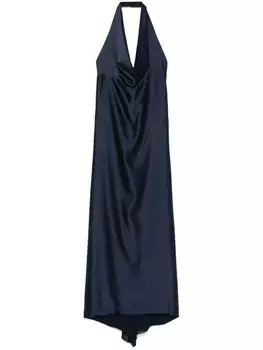 Атласное платье макси Blanca Vita, синий