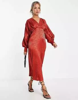 Атласное платье макси цвета ржавчины River Island