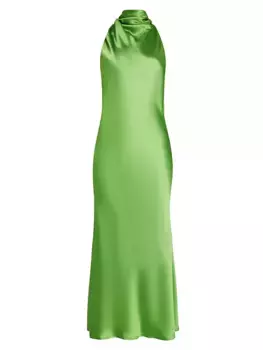 Атласное платье макси Penella с бретелькой на бретельках Sau Lee, цвет apple green