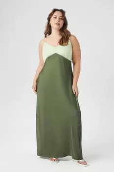 Атласное платье макси с цветными блоками больших размеров Forever 21