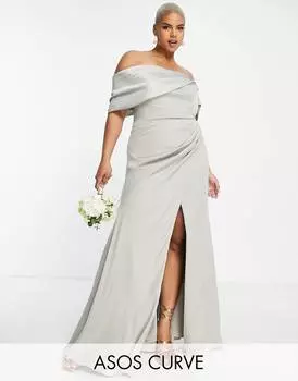 Атласное платье макси с драпировкой ASOS EDITION Curve