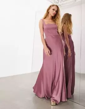 Атласное платье макси с квадратным вырезом ASOS Bridesmaid