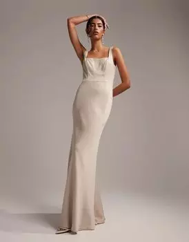 Атласное платье макси с квадратным вырезом ASOS Bridesmaid