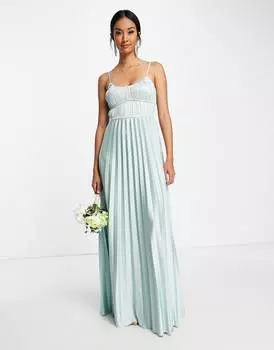 Атласное платье макси со швами и складками ASOS DESIGN