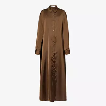 Атласное платье макси свободного кроя Avery Frankie Shop, коричневый