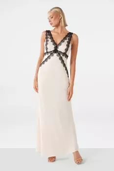 Атласное платье миди Amelia с кружевной отделкой Forever New, белый