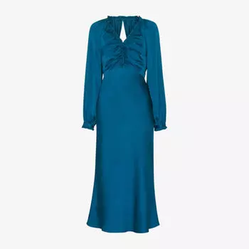 Атласное платье миди Aurora со сборками на лифе Whistles, зеленый