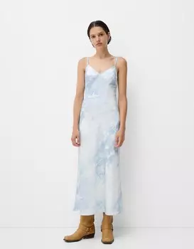 Атласное платье миди Bershka, мультиколор