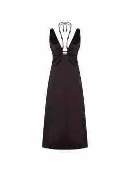Атласное платье миди Ganni, черный