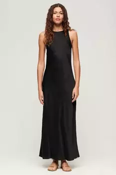 Атласное платье миди-гонщицы Superdry, черный