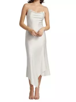 Атласное платье миди harmony Alice + Olivia Off white