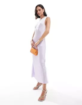 Атласное платье миди лавандового цвета ASOS DESIGN