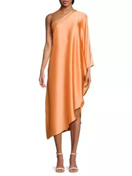 Атласное платье миди на одно плечо Renee C., цвет Melon