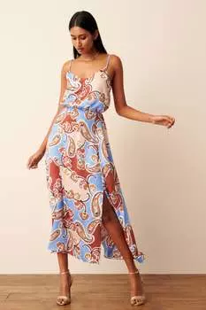 Атласное платье миди Next, фиолетовый