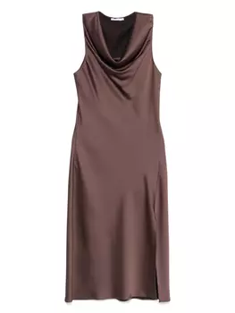 Атласное платье миди Patrizia Pepe, коричневый