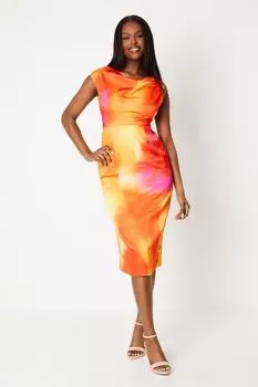 Атласное платье-миди Petite с принтом Coast, мультиколор