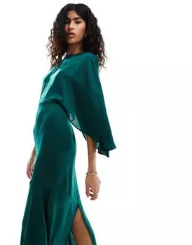 Атласное платье миди с асимметричным подолом и асимметричным подолом ASOS DESIGN