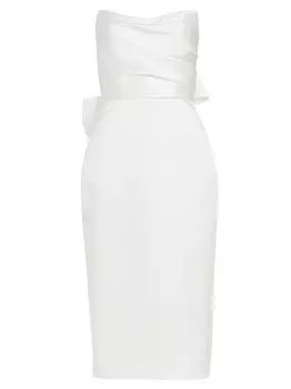 Атласное платье миди с бантом на спине Duchess Amsale, слоновая кость
