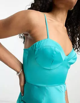 Атласное платье миди с чашечками ASOS DESIGN