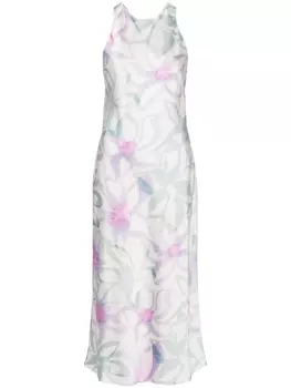 Атласное платье миди с цветочным принтом Claudie Pierlot, белый