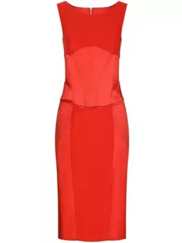 Атласное платье миди с корсетом DOLCE & GABBANA, красный