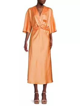 Атласное платье-миди с переплетением Renee C., цвет Melon