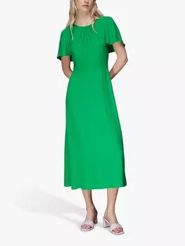 Атласное платье миди с рукавами-накидкой Whistles Annabelle, зеленое