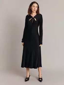 Атласное платье миди с вырезом freya Ghost, черный