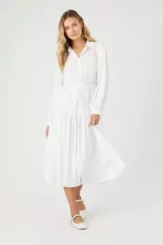 Атласное платье-миди с завязками спереди Forever 21, белый