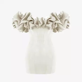 Атласное платье мини без бретелек selena с оборками House Of Cb, белый