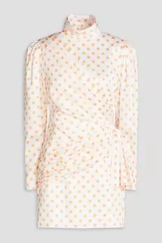 Атласное платье мини Olivia в горошек RONNY KOBO, белый