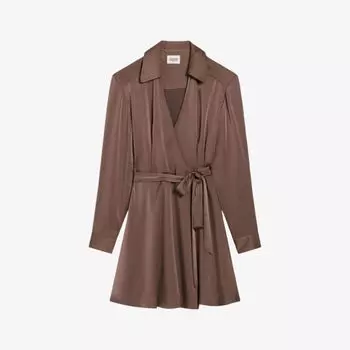 Атласное платье мини rixie с воротником Claudie Pierlot, цвет bruns
