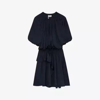 Атласное платье мини Romina с оборками Zadig&Voltaire, цвет encre