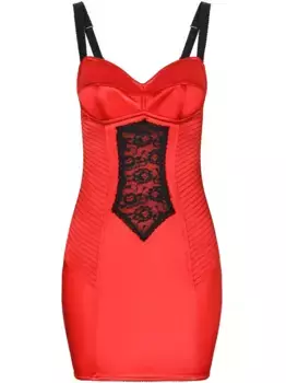 Атласное платье мини с кружевом DOLCE & GABBANA, красный