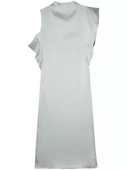 Атласное платье мини с оборками FENDI, синий