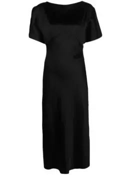 Атласное платье мини с вырезом-лодочкой N21, черный