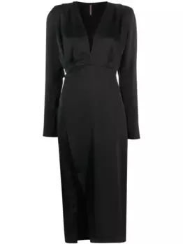 Атласное платье мини с запахом Maison Close, черный