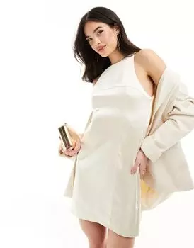 Атласное платье мини со сборкой на спине ASOS