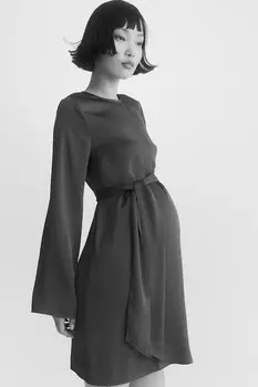 Атласное платье mom с поясом H&M, красный