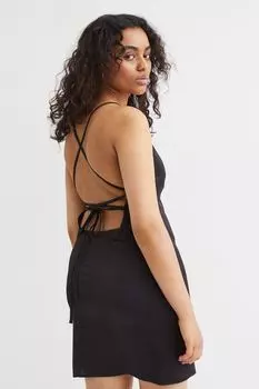 Атласное платье на бретелях H&M, черный