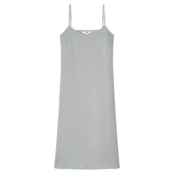 Атласное платье на бретелях Uniqlo, зеленый
