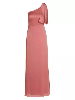 Атласное платье на одно плечо Chelsea с жатым эффектом Sachin & Babi, цвет rouge