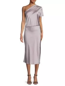 Атласное платье на одно плечо Renee C. Hunter green