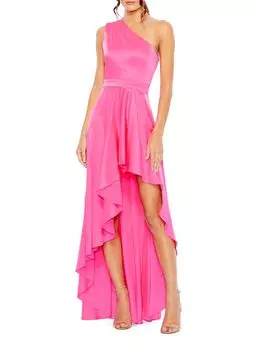 Атласное платье на одно плечо с завышенной талией Mac Duggal, розовый