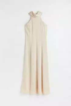 Атласное платье на свадьбу H&M, светло-бежевый
