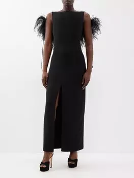 Атласное платье nerine с разрезом спереди и отделкой перьями 16Arlington, черный