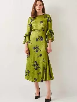 Атласное платье pelia Monsoon, цвет Chartreuse