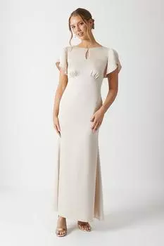 Атласное платье подружки невесты с замочной скважиной Coast, бежевый