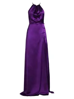 Атласное платье Porter с вырезом халтер Sau Lee, фиолетовый