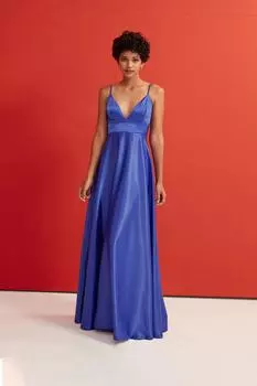 Атласное платье премиум-класса VATKALI, темно-синий
